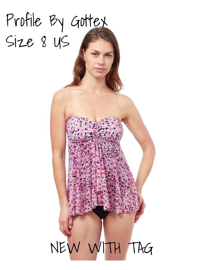 Profile By Gottex Women's Tummy Control One-Piece Bandeau Swimsuit - Size 8 New